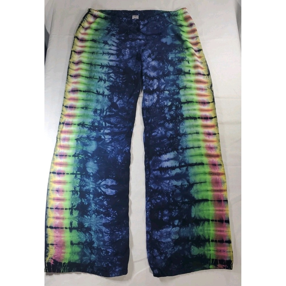 Vintage Lucky Brand Batik Tie-Dye Wide Leg, Drawstring Pants Size Large